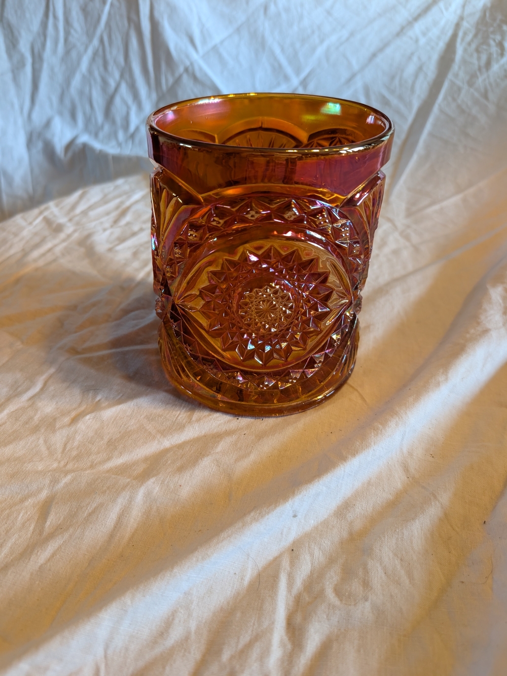 2/40$ Vintage Amber Carnival Glass ustensiles holder